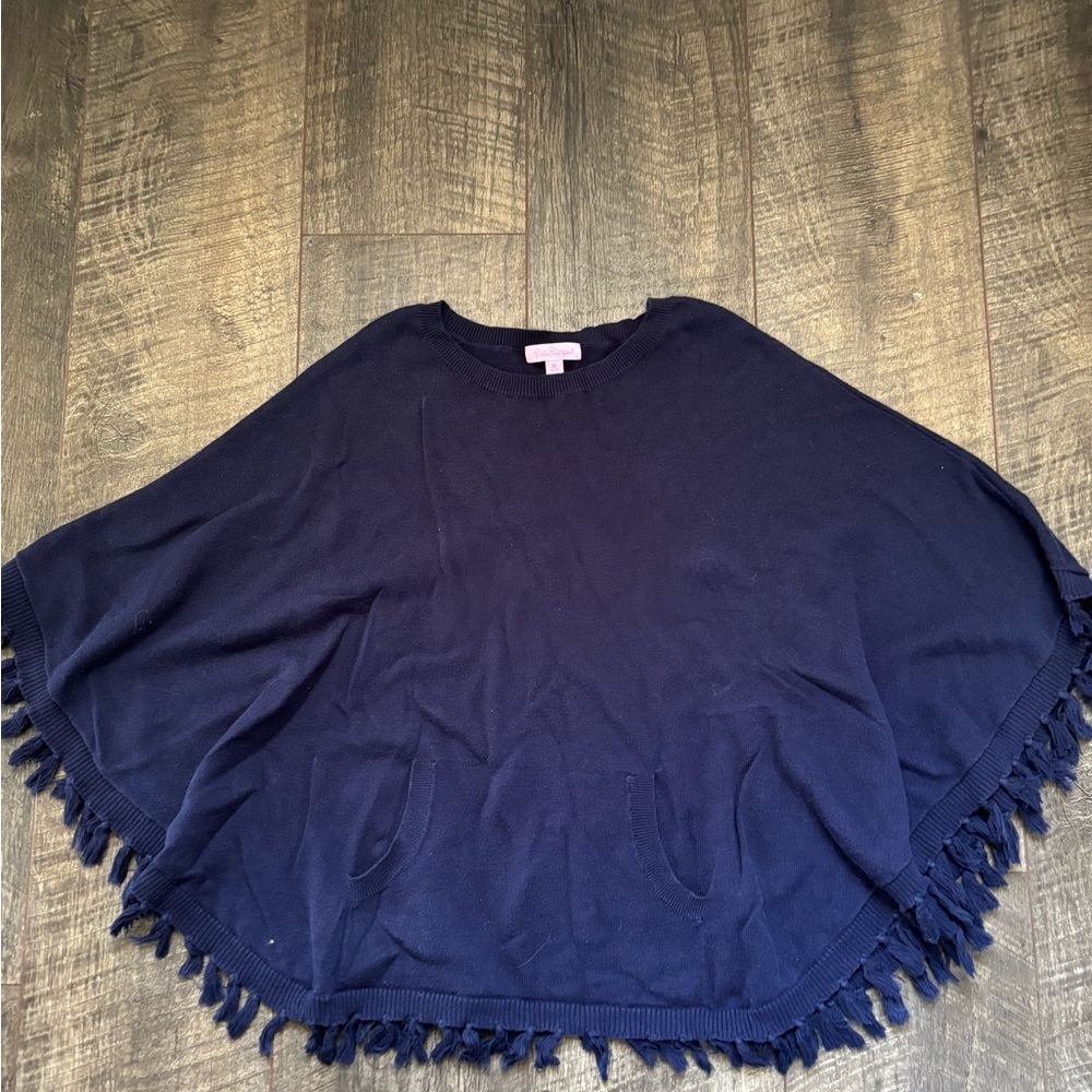 Lilly Pulitzer Navy Blue Boho Hani Cape Poncho